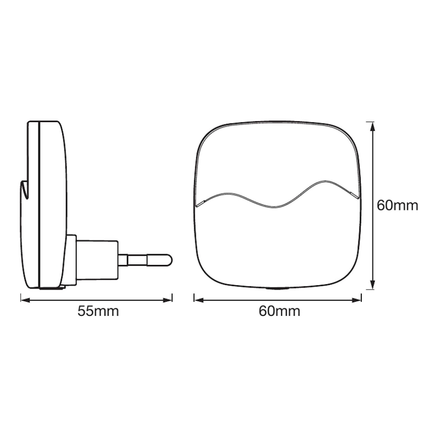 Ledvance - Iluminação noturna de tomada LED com sensor LUNETTA LED/0,5W/230V 3000K
