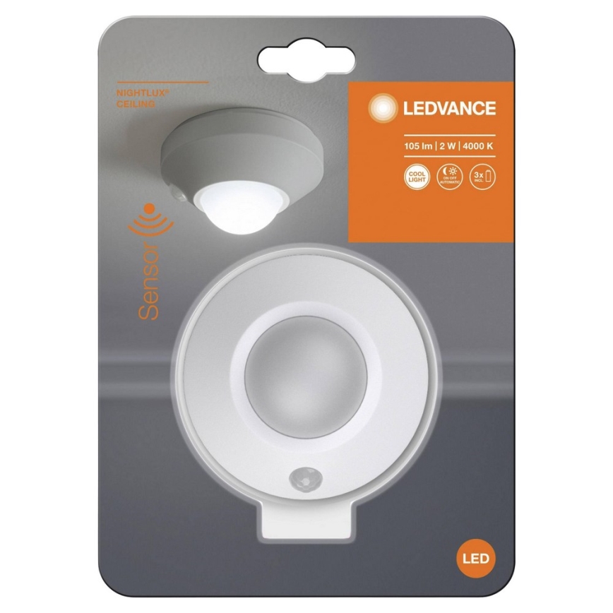 Ledvance - Iluminação noturna LED com sensor NIGHTLUX LED/1,7W/3xAA 4000K