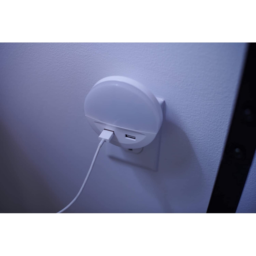 Ledvance - Iluminação noturna LED para tomada com sensor LUNETTA 2xUSB LED/13W/230V