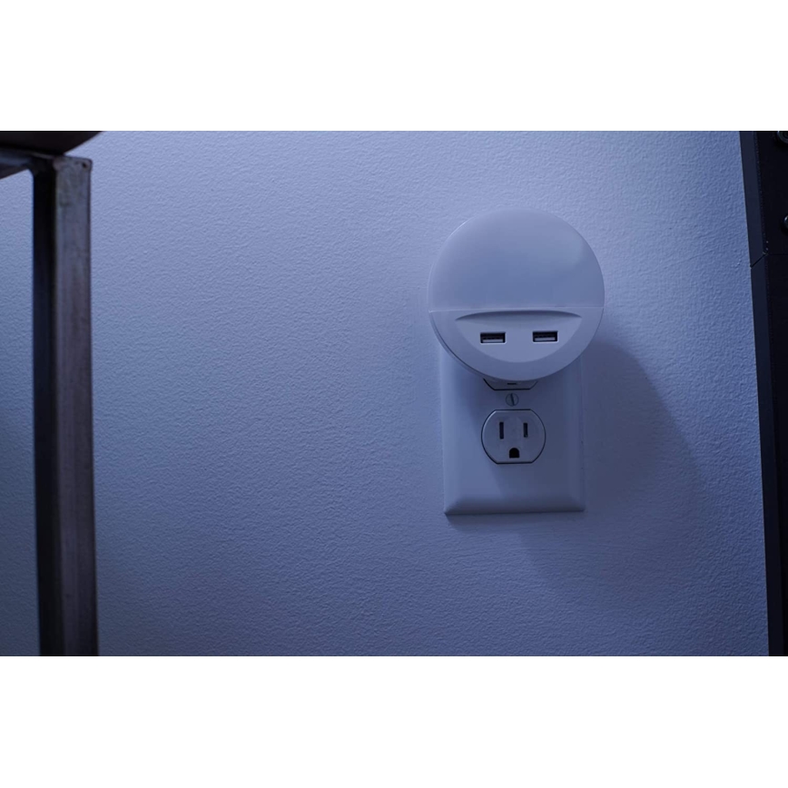 Ledvance - Iluminação noturna LED para tomada com sensor LUNETTA 2xUSB LED/13W/230V