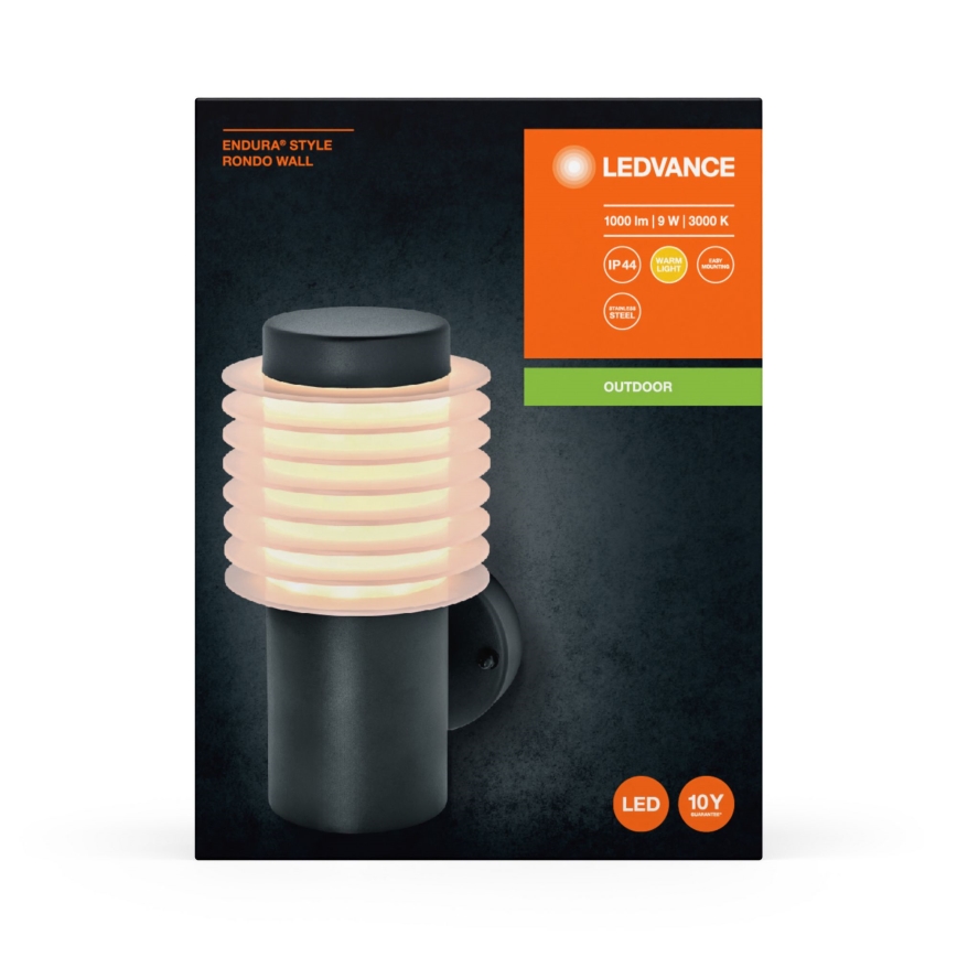 Ledvance - Iluminação para parede exterior LED RONDO LED/9W/230V IP44 antracite