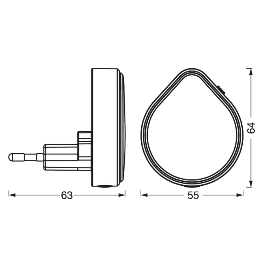 Ledvance - Iluminação por tomada de orientação LED regulável LUNETTA LED/0,5W/230V