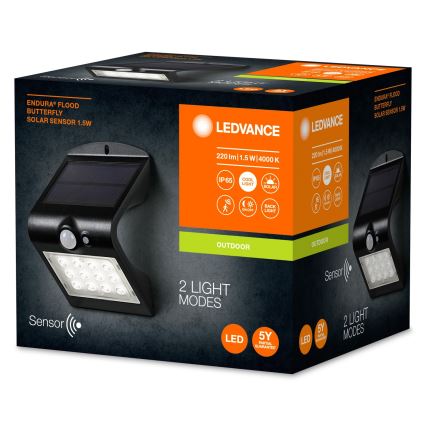 Ledvance - Candeeiro de parede LED solar com sensor de movimento e anoitecer BORBOLETA LED/1,5W/3,7V 1200 mAh IP65