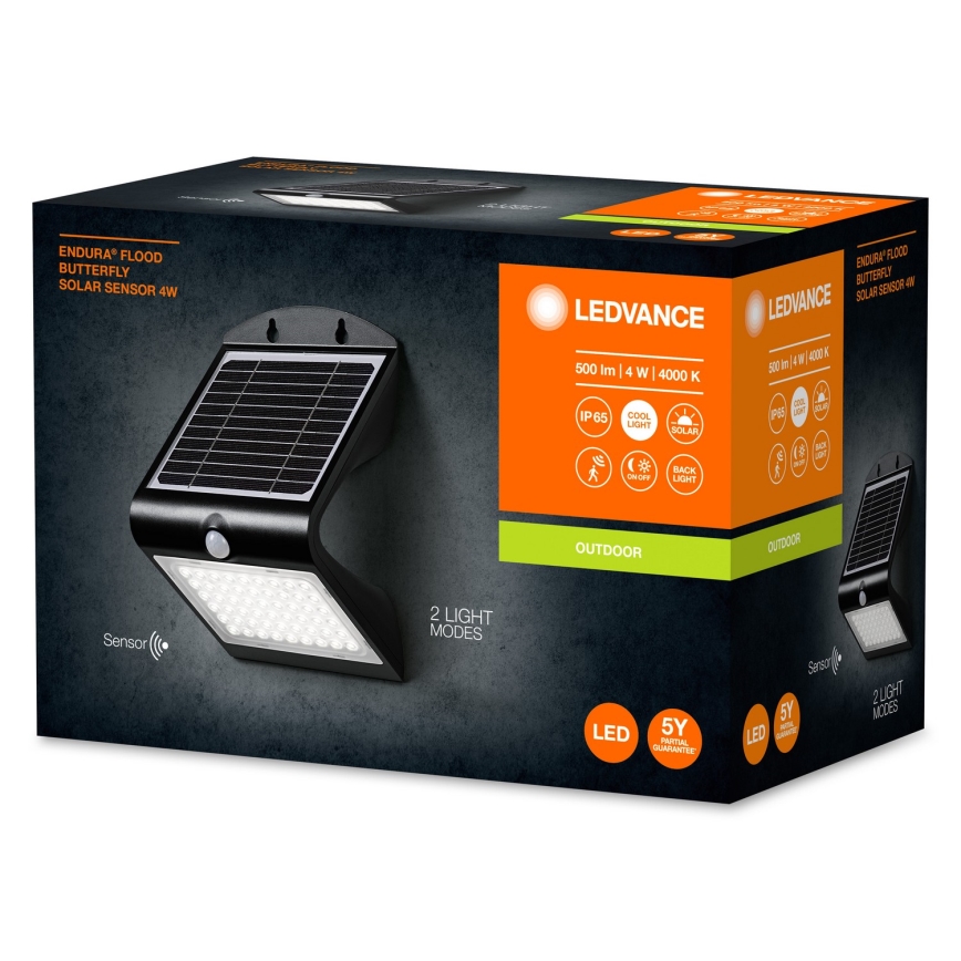 Ledvance - Iluminação solar de parede LED com sensor BORBOLETA LED/4W/3,7V IP65