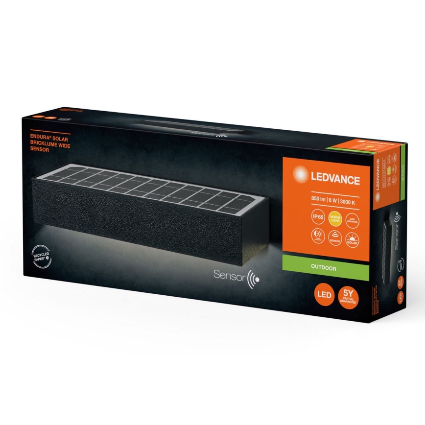 Ledvance - Iluminação solar de parede LED com sensor ENDURA SOLAR LED/6W/4,2V IP65