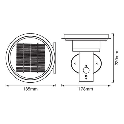 Ledvance - Iluminação solar LED com regulação e sensor CIRCLE LED/6W/3,2V IP44