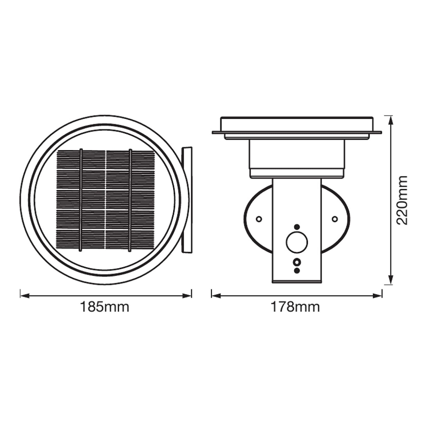 Ledvance - Iluminação solar LED com regulação e sensor de movimento e crepúsculo CIRCLE LED/6W/3,2V 2200 mAh IP44