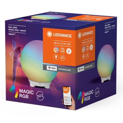 Ledvance - Lâmpada de mesa recarregável SMART+ MAGIC LED RGBW regulável/2,5W/5V 2200-6500K Wi-Fi