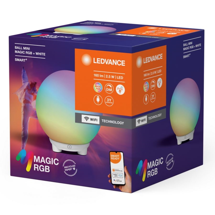 Ledvance - Lâmpada de mesa recarregável SMART+ MAGIC LED RGBW regulável/2,5W/5V 2200-6500K Wi-Fi