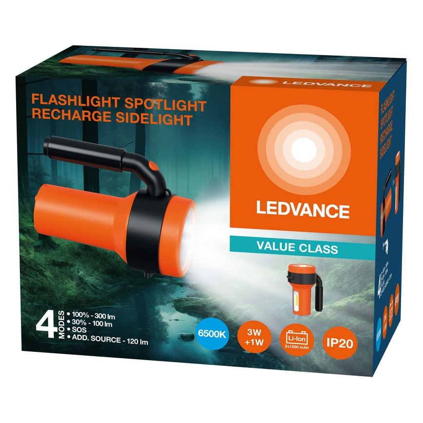 Ledvance - Lanterna recarregável LED com um power bank FLASHLIGHT LED/3W/5V 2400 mAh