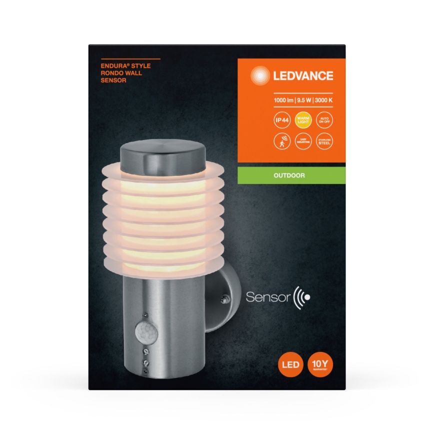 Ledvance - LED Iluminação para parede exterior com sensor RONDO LED/9,5W/230V IP44