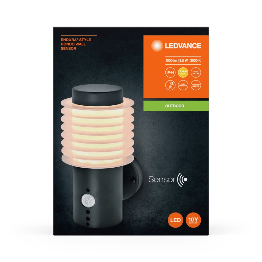 Ledvance - LED Iluminação para parede exterior com sensor RONDO LED/9,5W/230V IP44