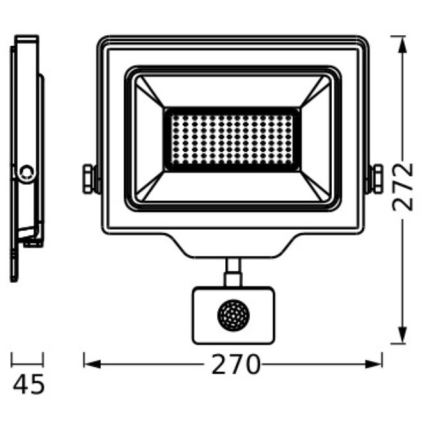 Ledvance - LED Refletor de Parede Exterior com Sensor FLOODLIGHT ESSENTIAL LED/100W/230V IP44
