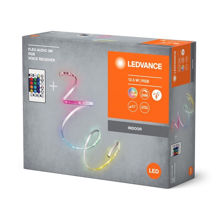 Ledvance - LED RGB Tira com regulação FLEX AUDIO 3m LED/12,5W/230V + controlo remoto