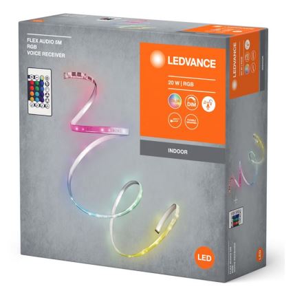 Ledvance - LED RGB Tira com regulação FLEX AUDIO 5m LED/20W/230V + controlo remoto