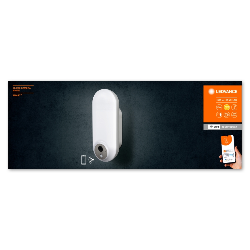 Ledvance - LED RGBW Regulação iluminação de parede exterior com sensor e câmara SMART+ LED/15W/230V Wi-Fi IP44