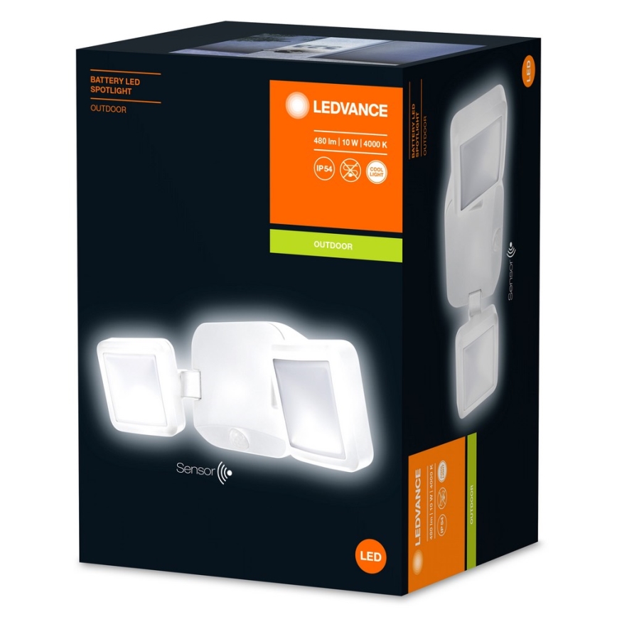 Ledvance - Luz de parede LED de exterior com sensor BATTERY 2xLED/10W/6V IP54