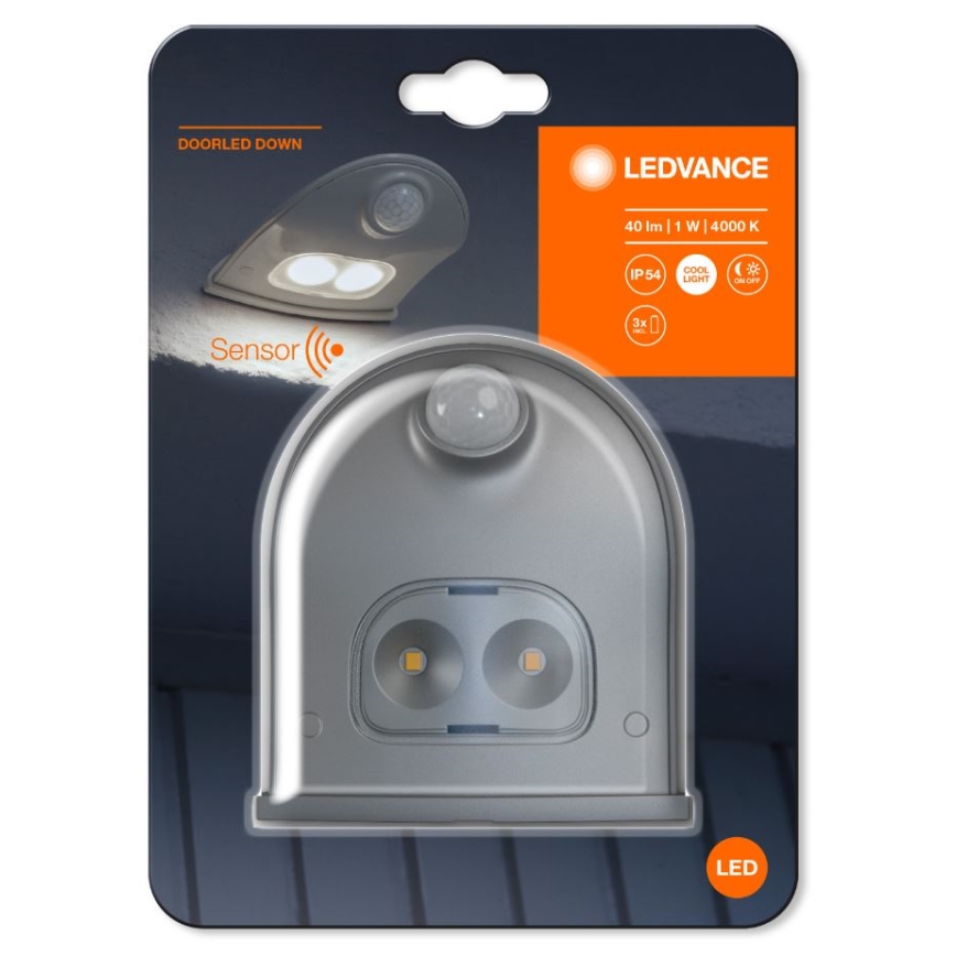 Ledvance - Luz de parede LED de exterior com sensor DOORLED LED/1W/4,5V IP54