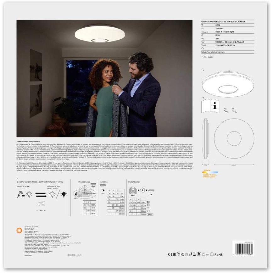 Ledvance - Luz de teto LED com um sensor SPARKLEDOT LED/32W/230V