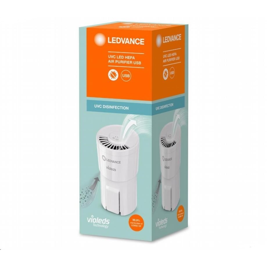 Ledvance - Purificador de ar portátil com filtro HEPA PURIFIER UVC/4,5W/5V USB