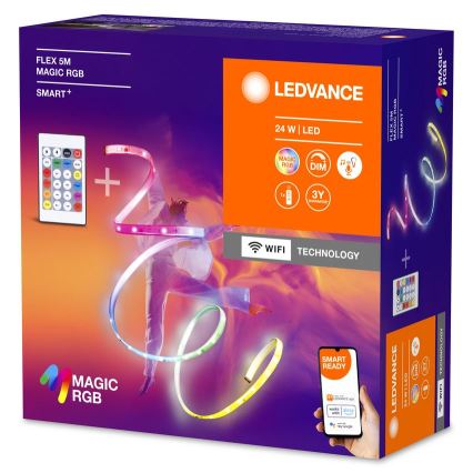 Ledvance - Tira LED RGB com regulação SMART+ MAGIC FLEX 5m LED/24W/230V Wi-Fi + comando