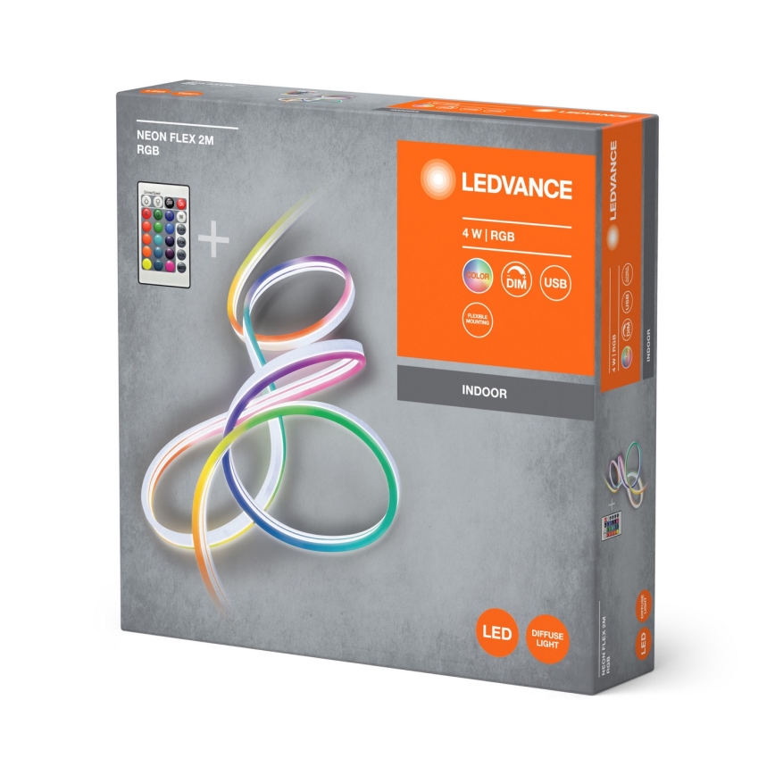 Ledvance - Tira LED RGBW com regulação NEON FLEX 2,1m LED/4W/5V + controlo remoto
