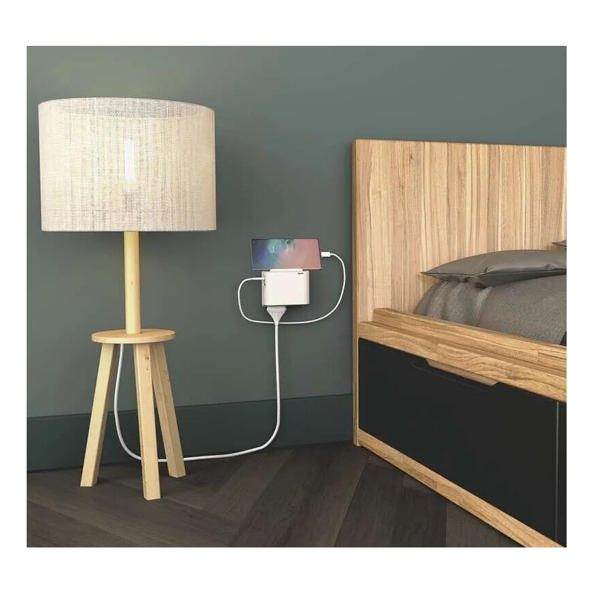 Legrand 049401 - Divisor de tomadas 2Z Tipo C + USB-A + USB-C branco
