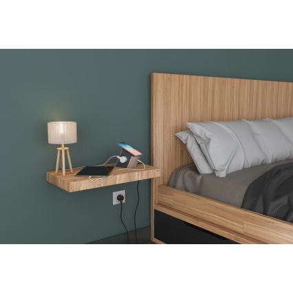 Legrand 049402 - Separador de tomadas com interruptor 2Z Tipo E + USB-A + USB-C e carregamento sem fios 10W 2m castanho