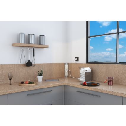 Legrand 049406 - Cabo de extensão 3Z Tipo E + USB-A + USB-C 1m prateado/branco