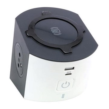 Legrand 049412 - Separador de tomadas com interruptor 2Z Tipo E + USB-A + USB-C e carregamento sem fios 10W 2m branco