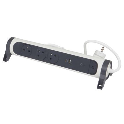 Legrand 049416 - Cabo de extensão com interruptor 3Z Tipo E + USB-A + USB-C 1,5m