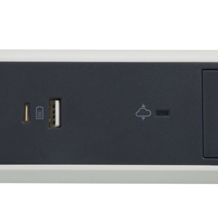Legrand 049416 - Cabo de extensão com interruptor 3Z Tipo E + USB-A + USB-C 1,5m