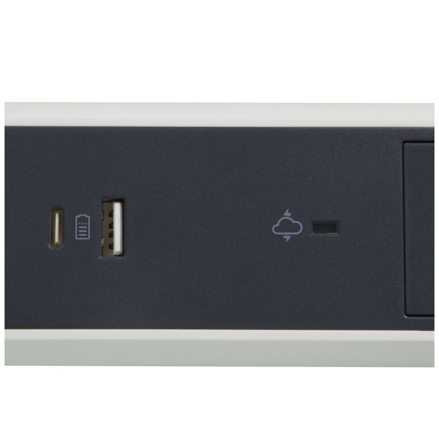 Legrand 049416 - Cabo de extensão com interruptor 3Z Tipo E + USB-A + USB-C 1,5m