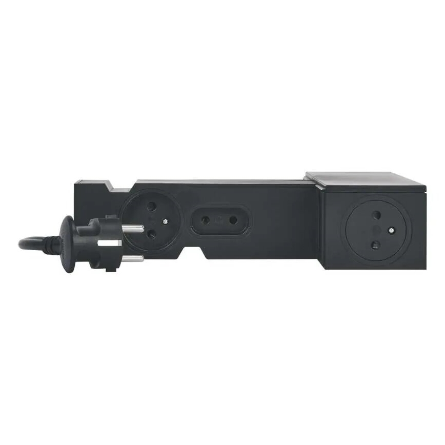 Legrand 049430 - HUB multimédia com interruptor 4Z Tipo E + 4Z Tipo C 2m preto