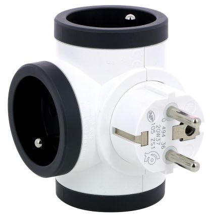 Legrand 049436 - Divisor de tomadas swivel 3Z Tipo E branco/preto