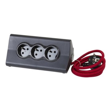 Legrand 050411 - Cabo de extensão com interruptor e suporte para tablet 3Z Tipo E + 2 x USB-A 1,5m preto