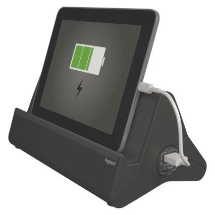 Legrand 050411 - Cabo de extensão com interruptor e suporte para tablet 3Z Tipo E + 2 x USB-A 1,5m preto