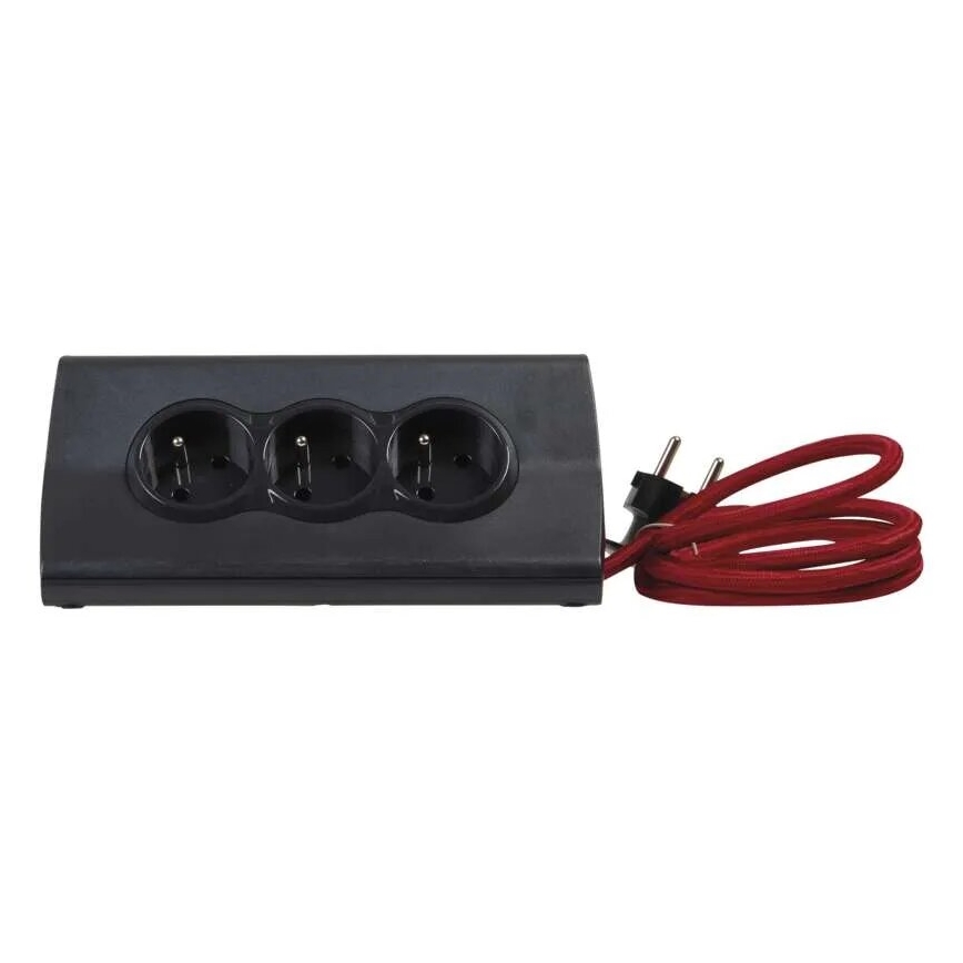 Legrand 050411 - Cabo de extensão com interruptor e suporte para tablet 3Z Tipo E + 2 x USB-A 1,5m preto