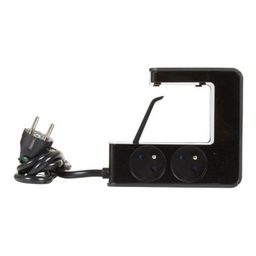 Legrand 050412 - Cabo de extensão com interruptor para tampo de mesa 4Z Tipo E + 2x USB-A 1,5m preto
