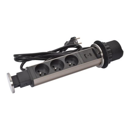 Legrand 654970 - Coluna de tomadas para tampo de mesa 3x230V + USB-A + USB-C