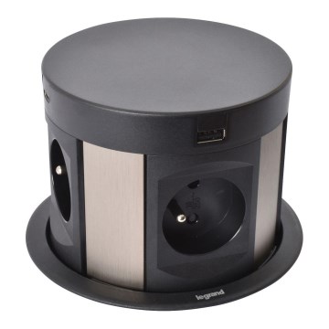 Legrand 654980 - Coluna de tomadas para tampo de mesa 4x230V + 2xUSB-A + 2xUSB-C