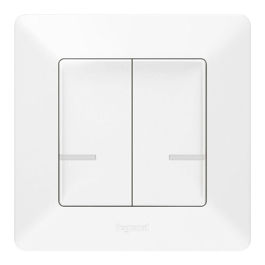 Legrand 752187- Interruptor inteligente sem fios de 2 botões VALENA 1xCR2032 Wi-Fi IP40