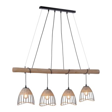 Leuchten Direkt 11156-79 - Candelabro suspenso REED 4xE27/60W/230V eucalipto