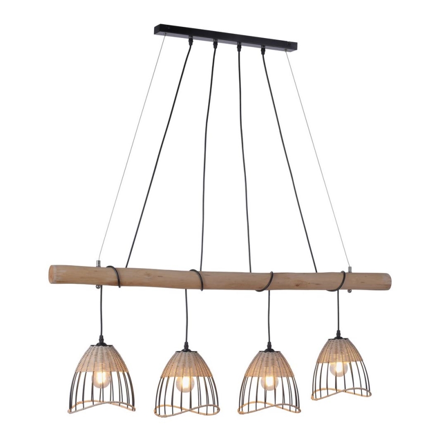 Leuchten Direkt 11156-79 - Candelabro suspenso REED 4xE27/60W/230V eucalipto