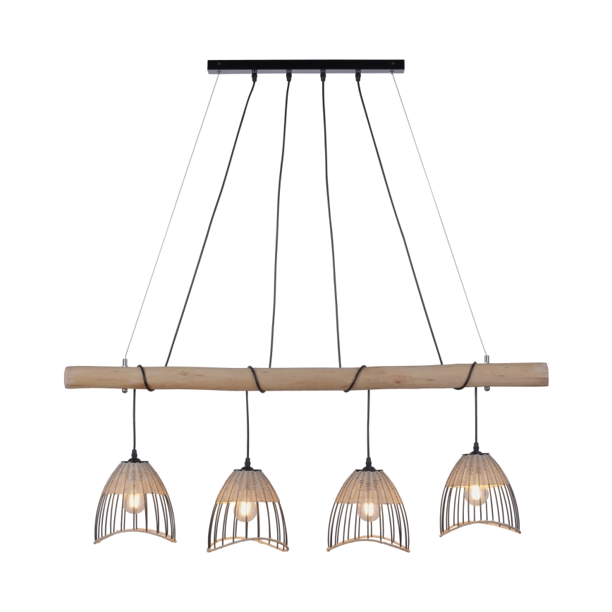 Leuchten Direkt 11156-79 - Candelabro suspenso REED 4xE27/60W/230V eucalipto