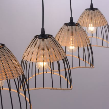 Leuchten Direkt 11156-79 - Candelabro suspenso REED 4xE27/60W/230V eucalipto