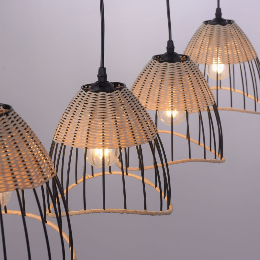 Leuchten Direkt 11156-79 - Candelabro suspenso REED 4xE27/60W/230V eucalipto
