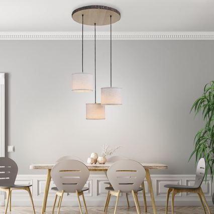 Leuchten Direkt 11236-79 - Candelabro suspenso BARK 3xE27/40W/230V madeira