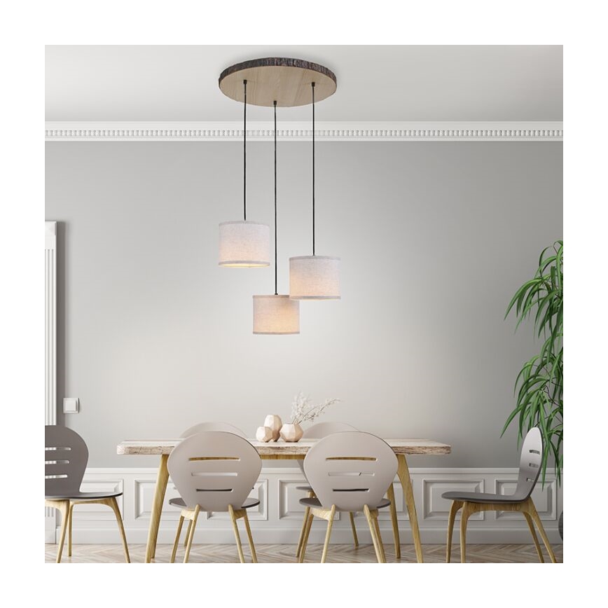 Leuchten Direkt 11236-79 - Candelabro suspenso BARK 3xE27/40W/230V madeira