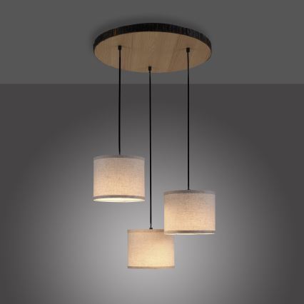 Leuchten Direkt 11236-79 - Candelabro suspenso BARK 3xE27/40W/230V madeira